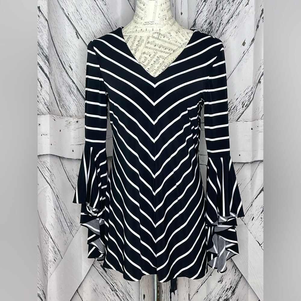 COCO BIANCO TUNIC Stripes Bell Sleeves M